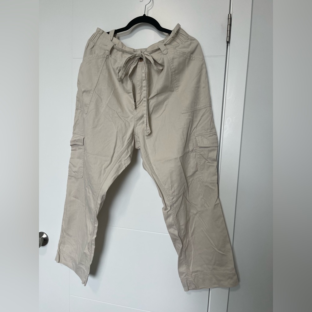 Light Beige Women’s Cargo Pants - Drawstring Waist